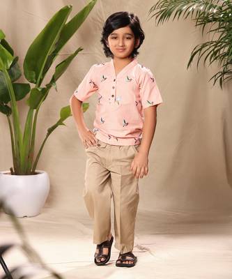 Pink embroidered no collar kurta shirt 2