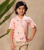 Pink embroidered no collar kurta shirt