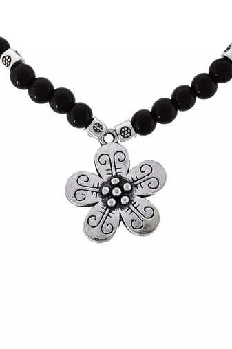 Silver plated black beads bracelets
