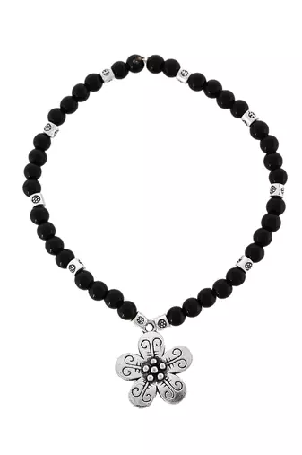 Silver plated black beads bracelets