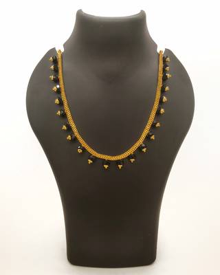 Gold Plated Black Beaded Necklace 2