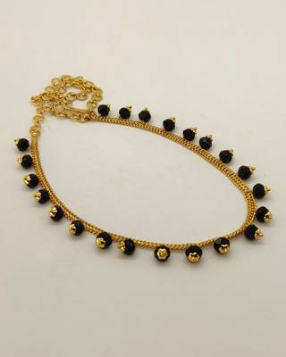 Gold Plated Black Beaded Necklace 3