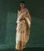 Purple saree with tissue blouse