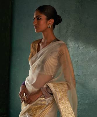 Purple saree with tissue blouse 3