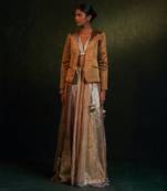 Metallic Silk Tissue Striped Lehenga Jacket Set