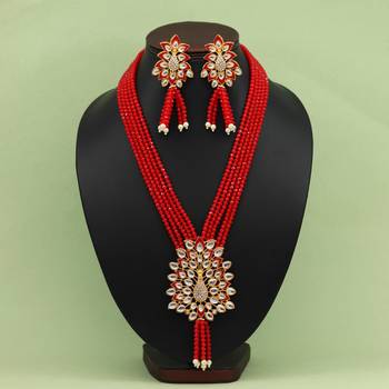 Red color jewellery rani haar 1