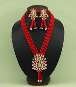 Red color jewellery rani haar