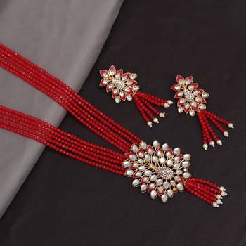 Red color jewellery rani haar 2