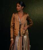 Gold silk tissue blazer