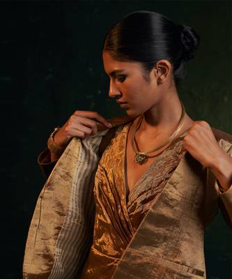 Gold silk tissue blazer 3