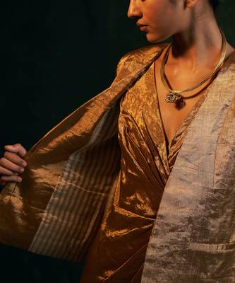 Gold silk tissue blazer 4
