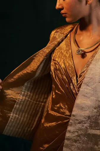 Gold silk tissue blazer
