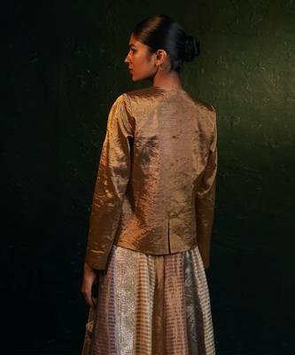 Gold silk tissue blazer 5