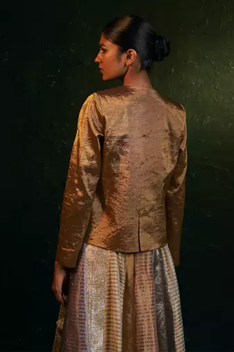 Gold silk tissue blazer