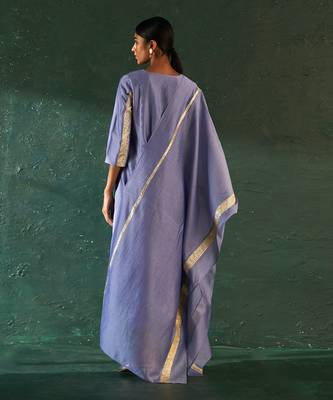 Lavender gathered chanderi kurta set with gota work 5