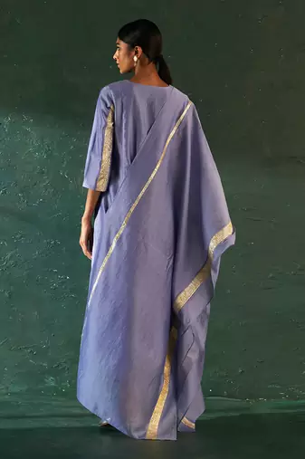 Lavender gathered chanderi kurta set with gota work
