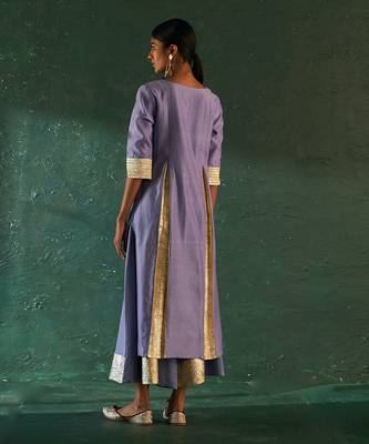 Lavender chanderi kurta set with gota work 3