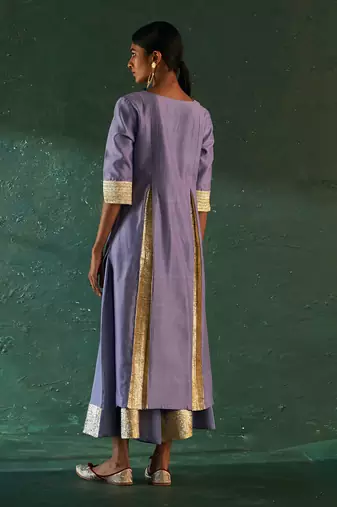 Lavender chanderi kurta set with gota work