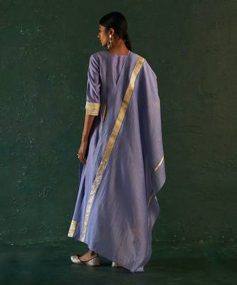 Lavender chanderi kurta set with gota work 5