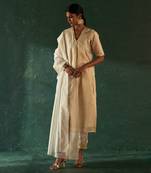 Ivory tissue stripe kurta set
