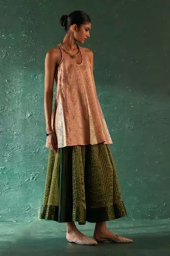 Rose pink striped kurta palazzo set