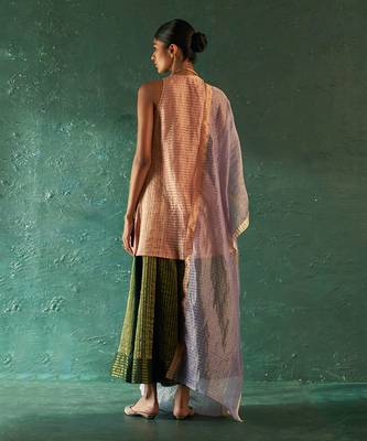 Rose pink striped kurta palazzo set 5