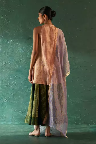 Rose pink striped kurta palazzo set