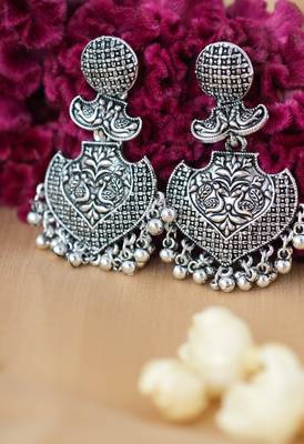 Oxidised Silver Peacock Earrings 1