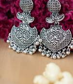 Oxidised Silver Peacock Earrings