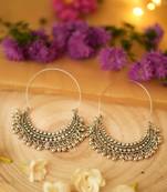 Elegant Oxidised Silver Chandbali Hoop Earrings