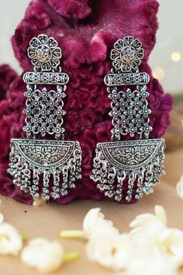 Contemporary Oxidised Silver Earrings 2
