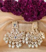 Golden Kundan and Pearl Drops Danglers