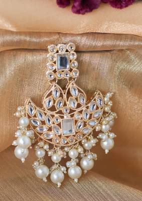 Golden Kundan and Pearl Drops Danglers 3