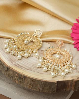 Brown Meenakari and Kundan Studded Earrings 1