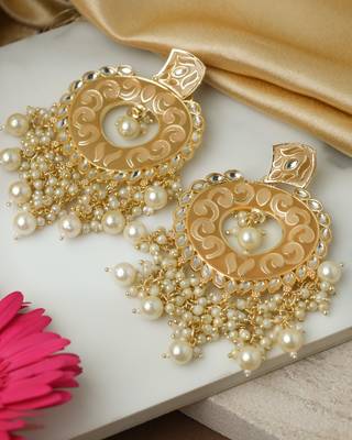 Brown Meenakari and Kundan Studded Earrings 2
