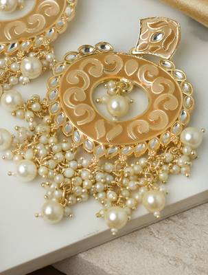 Brown Meenakari and Kundan Studded Earrings 3