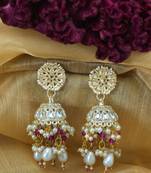 Gold Kundan Jhumki Earrings