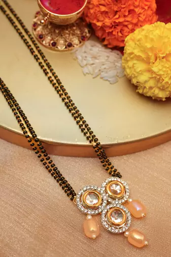 Traditional Kundan and Pearl Drop Mangalsutra