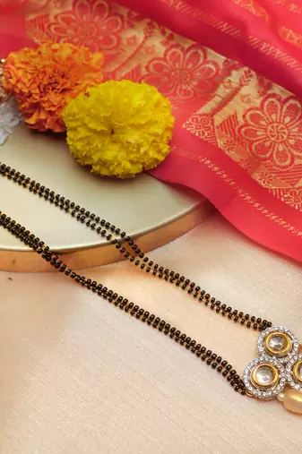 Traditional Kundan and Pearl Drop Mangalsutra
