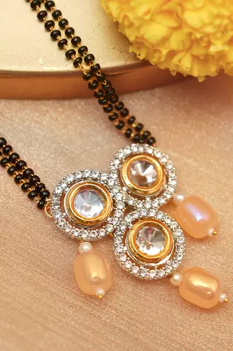 Traditional Kundan and Pearl Drop Mangalsutra