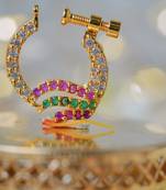 Gold Tone Traditional Nose Ring with American Diamonds