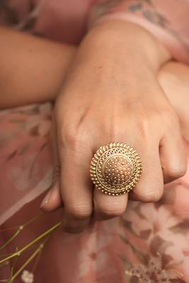Traditional Gold Plated Ring Adorned with Pearl for Festive 1