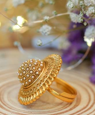 Traditional Gold Plated Ring Adorned with Pearl for Festive 3