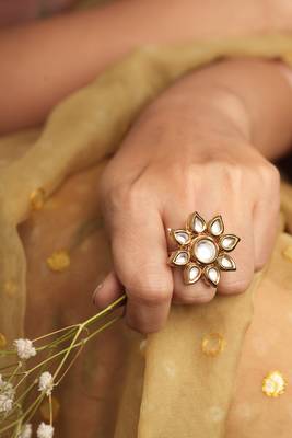 Gold Kundan Flower Ring for Festive 1