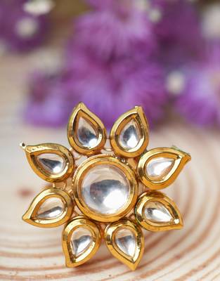 Gold Kundan Flower Ring for Festive 3