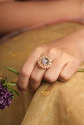 Contemporary Grey Stone Studded Festival Ring 1