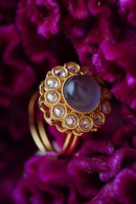 Contemporary Grey Stone Studded Festival Ring 2