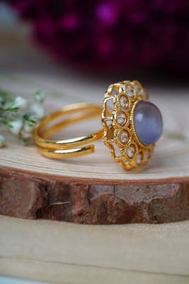 Contemporary Grey Stone Studded Festival Ring 3