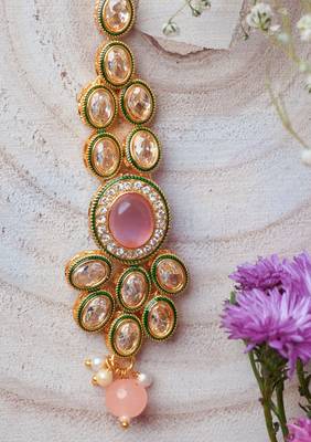 Pink Kundan Maang Tikka for Festive and Wedding 2