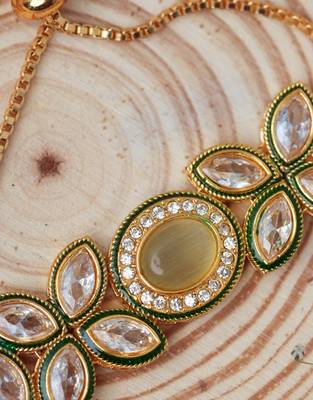 Kundan-Studded Light Green Bracelet 3